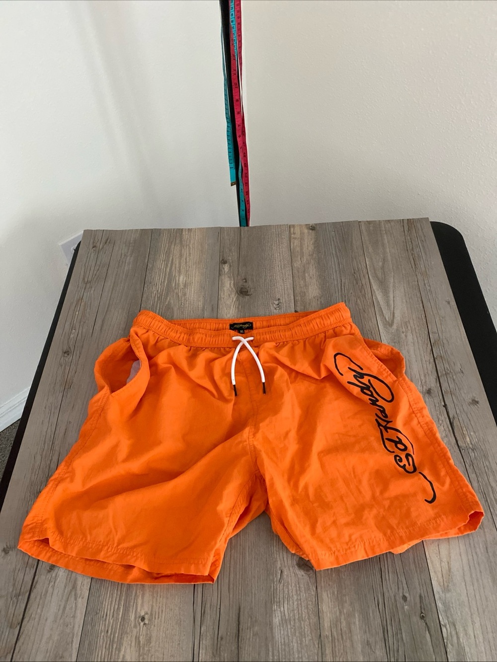 Ed Hardy Mens Drawstring Swim Shorts Prominent Tiger Graphic Orange XL
